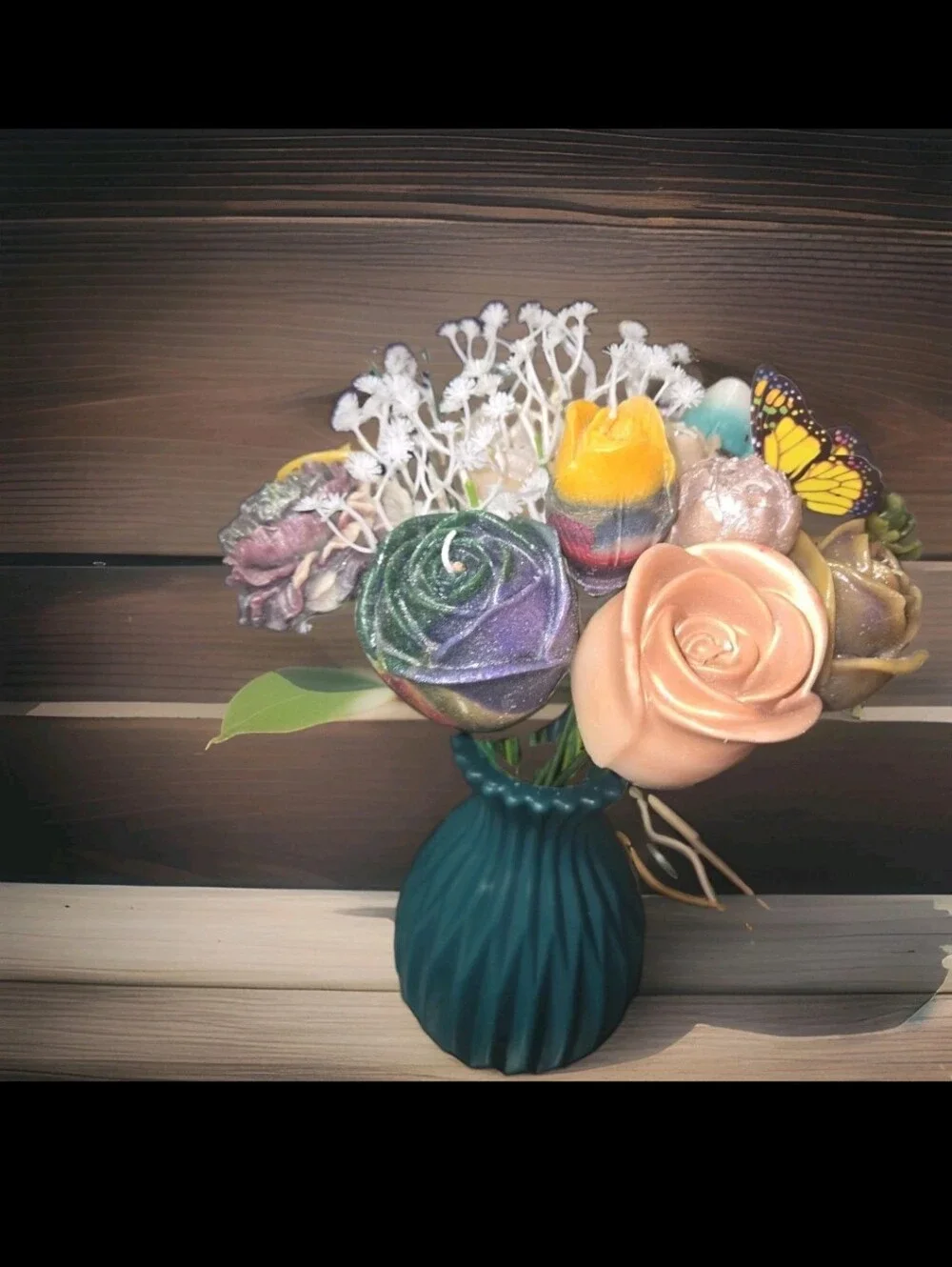 Stunning Realistic Dozen  Wax Candles Bouquet